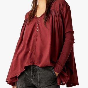 Free People We the Free- Lyrical Tunic Top Shirt-Mulberries-New-XS